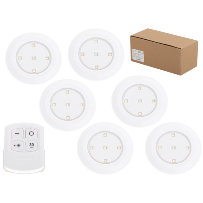 Set 6 Lampi LED Wireless, autoadezive, cu telecomanda, pentru iluminat scari sau mobilier [3]