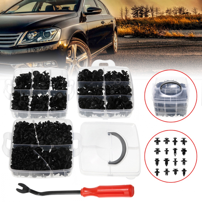 Set 625 clipsuri auto universale pentru montaj cu extractor inclus [1]