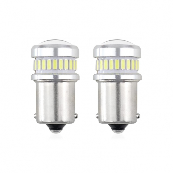 Set becuri auto cu LED CANBUS compatibil P21 R5W/R10W 30 SMD Alb 12V/24V, destinat competitiilor auto sau off-road [1]