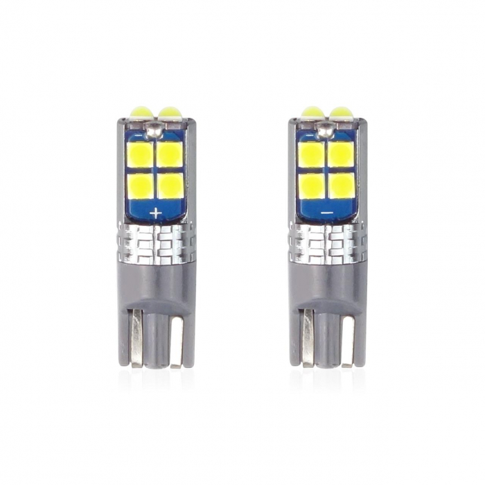 Set becuri auto cu LED CANBUS compatibil T10 W5W 10 SMD Alb 12/24V, destinat competitiilor auto sau off-road [2]