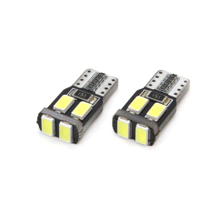 Set becuri auto cu LED CANBUS compatibil T10 W5W 6 SMD Alb 12V, destinat competitiilor auto sau off-road [2]