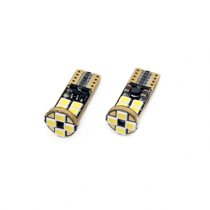 Set becuri auto cu LED CANBUS compatibil T10e W5W 12 SMD Alb 12/24V, destinat competitiilor auto sau off-road [2]