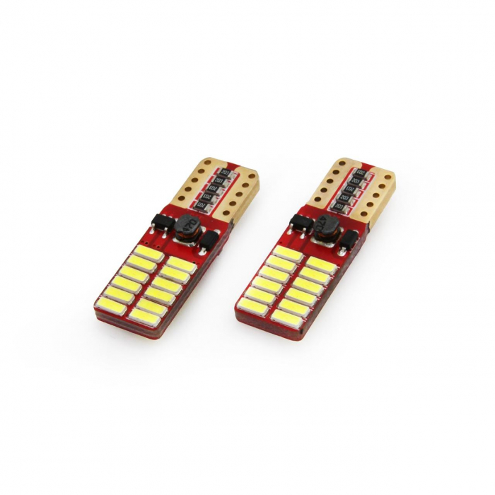 Set becuri auto cu LED CANBUS compatibil T10e W5W 24 SMD Alb 12V/24V, destinat competitiilor auto sau off-road [2]