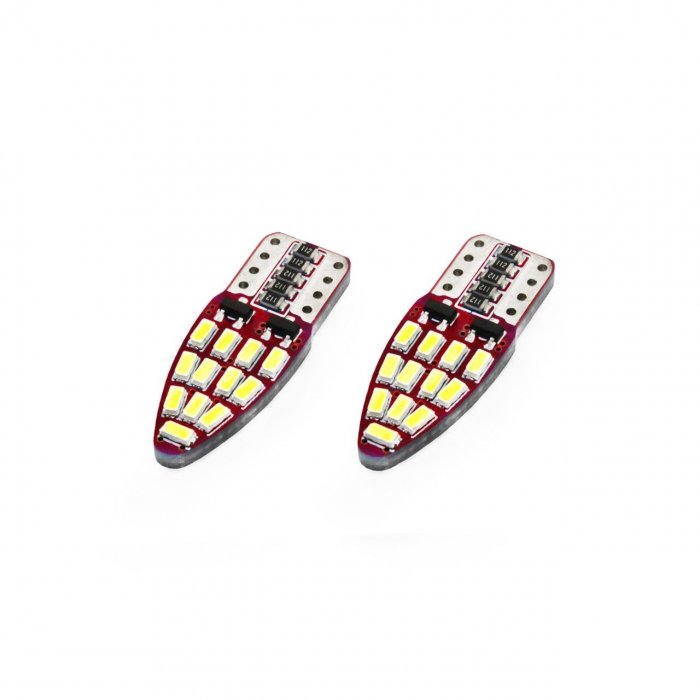 Set becuri auto cu LED CANBUS compatibil T10e W5W 24 SMD Alb 12V, destinat competitiilor auto sau off-road [1]