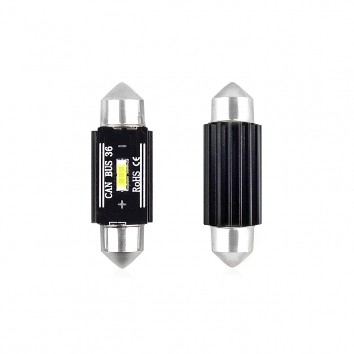 Set becuri auto cu LED CANBUS sofit compatibil C5W 1 SMD 36mm Alb 12/24V, destinat competitiilor auto sau off-road [3]