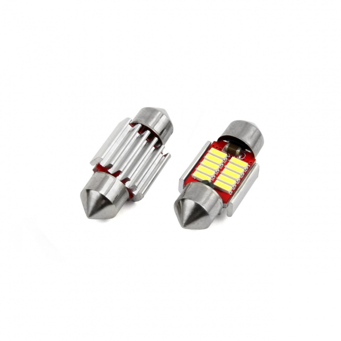Set becuri auto cu LED CANBUS sofit compatibil C5W 10 SMD 31mm Alb 12/24V, destinat competitiilor auto sau off-road [1]