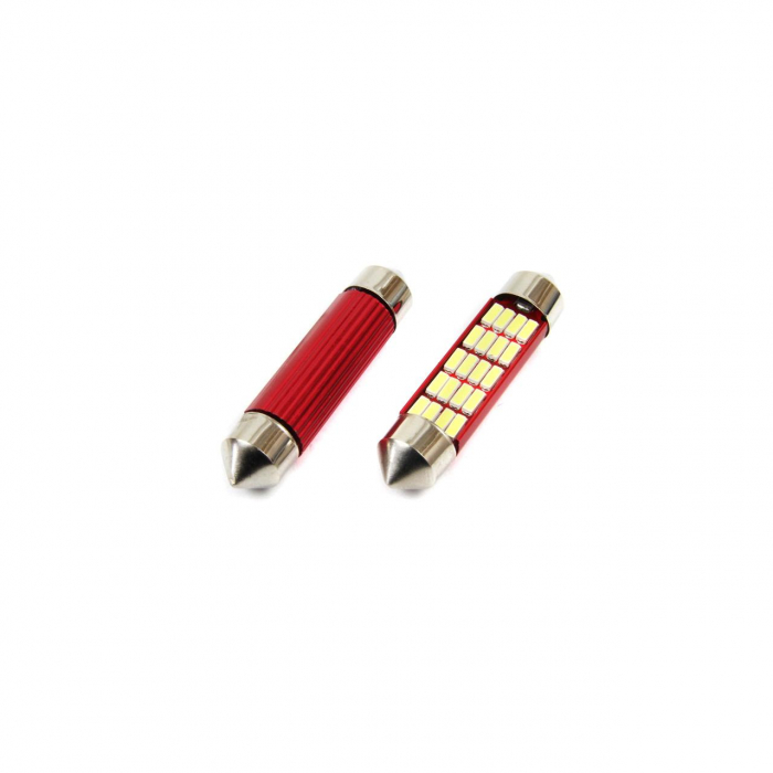 Set becuri auto cu LED CANBUS sofit compatibil C5W 20 SMD 41mm Alb 12/24V, destinat competitiilor auto sau off-road [1]