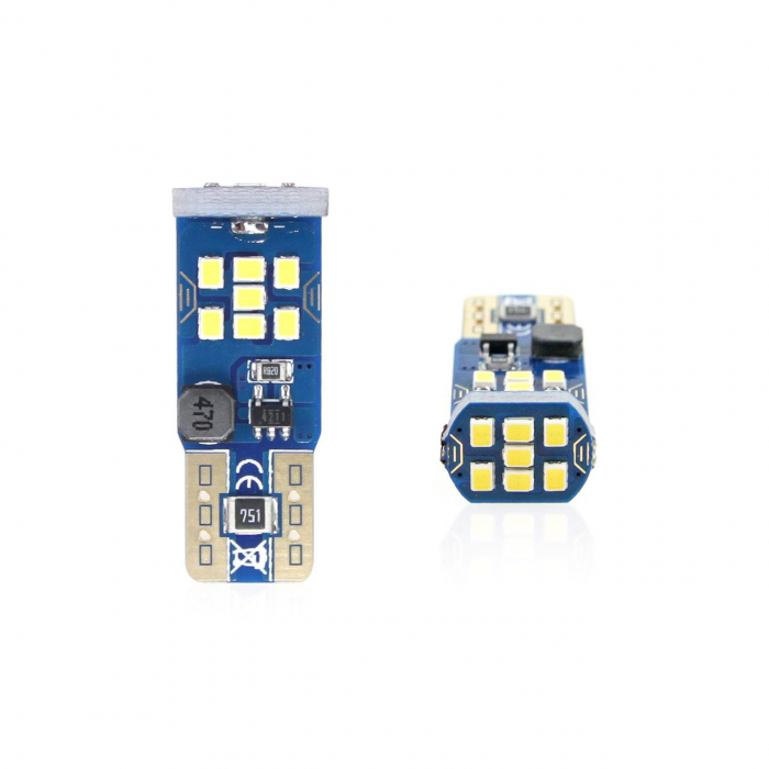 Set becuri auto cu LED CANBUS UltraBright compatibil T10 W5W 21 SMD Alb 12V/24V, destinat competitiilor auto sau off-road [3]