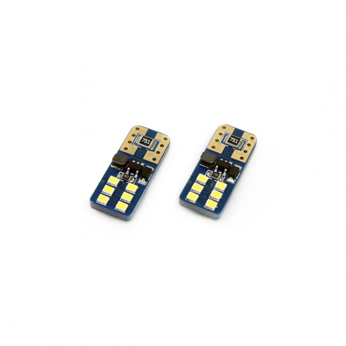 Set becuri auto cu LED CANBUS UltraBright compatibil T10e W5W 12 SMD Alb 12/24V, destinat competitiilor auto sau off-road [1]