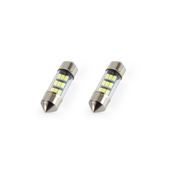 Set becuri auto cu LED sofit compatibil C5W 9 SMD 31mm Alb 12V, destinat competitiilor auto sau off-road [1]
