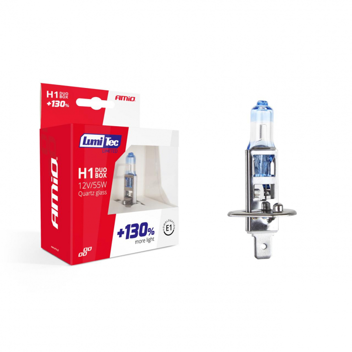Set becuri cu halogen H1 12V 55W LumiTec LIMITED + 130% DUO BOX [3]
