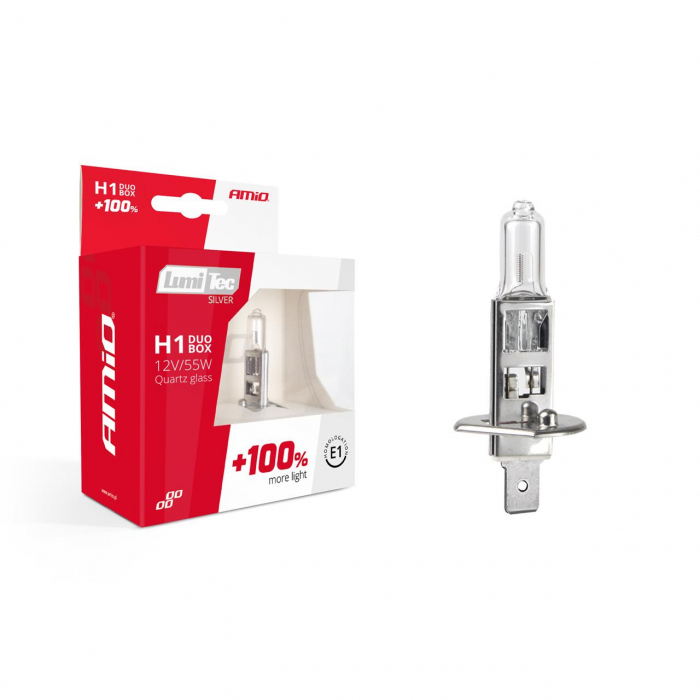 Set becuri cu halogen H1 12V 55W LumiTec SILVER + 100% DUO BOX [3]