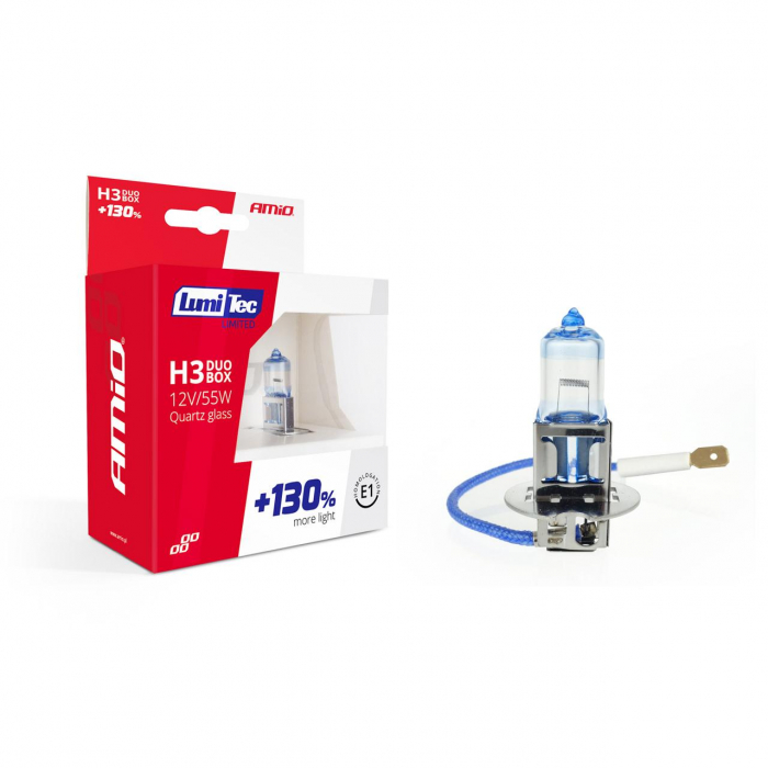 Set becuri cu halogen H3 12V 55W LumiTec LIMITED + 130% DUO BOX [3]