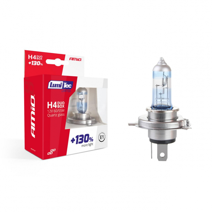 Set becuri cu halogen H4 12V 60 / 55W LumiTec LIMITED + 130% DUO BOX [1]