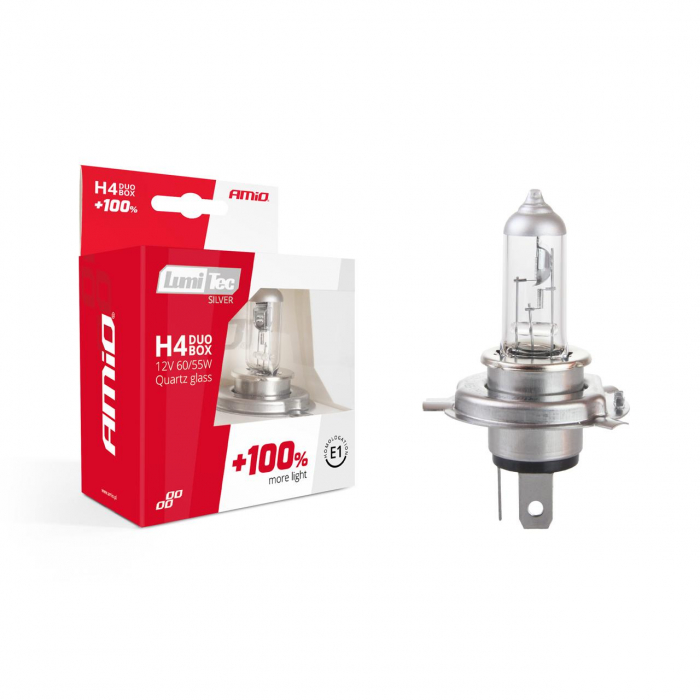 Set becuri cu halogen H4 12V 60 / 55W LumiTec SILVER + 100% DUO BOX [1]