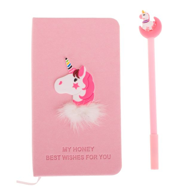 Set Cadou pentru Copii, Caiet cu Unicorn finisat cu piele ecologica + Pix cu Unicorn [2]