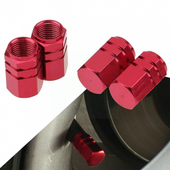 Set capacele auto pentru ventil hexagon rosu 4 buc [3]