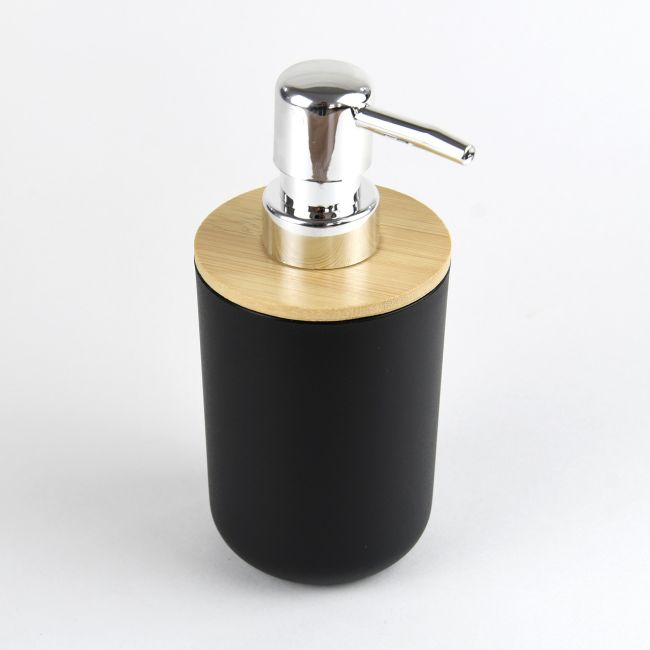 Set Elegant pentru baie format din 6 piese, ABS + lemn, culoare negru/maro [4]