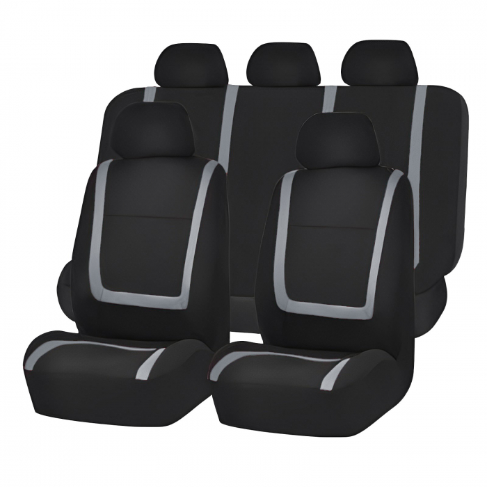 Set huse scaun auto ieftine, Universale 9 piese, model GREY LINE - GRI [1]