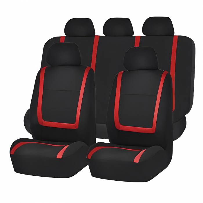 Set huse scaun auto ieftine, Universale 9 piese, model RED LINE - ROSU [1]