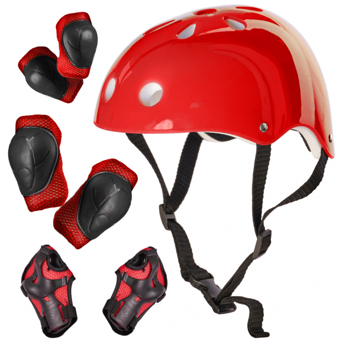 Set Protectie pentru copii, 7 piese, model SKATEBOARD, culoarea Rosie [1]
