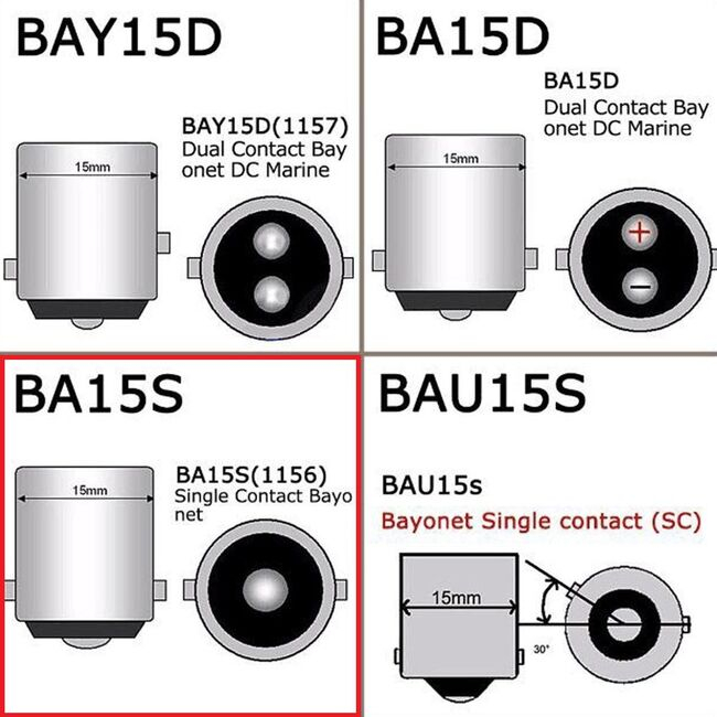 Sirena de mers inapoi cu bec LED 12V, BA15S [2]