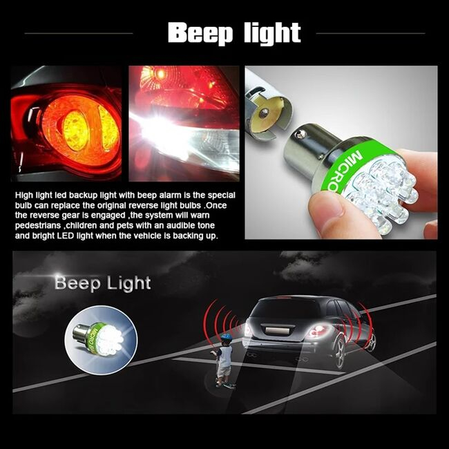 Sirena de mers inapoi cu bec LED 12V, BA15S [3]