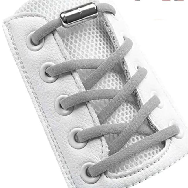 Sireturi elastice SMART pentru incaltaminte cu clema metalica, culoare gri [3]