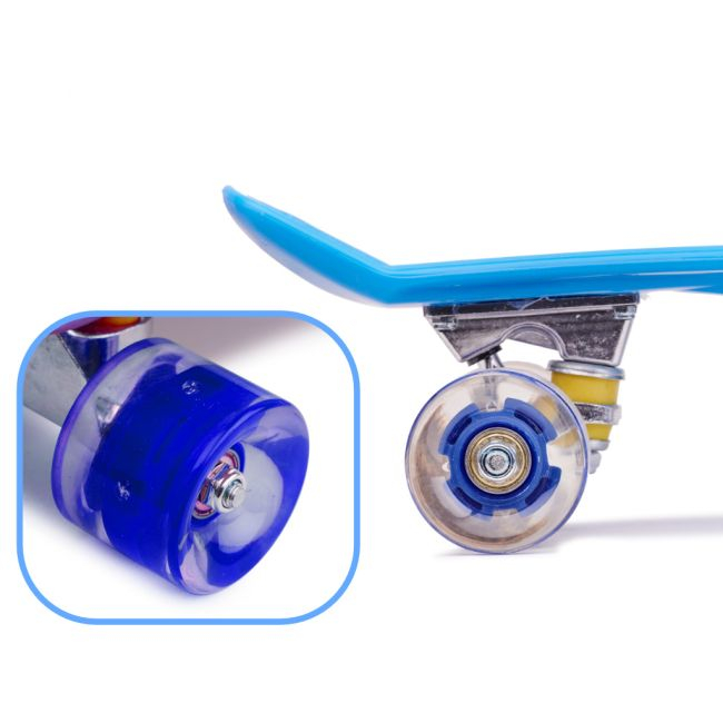 Skateboard Penny Board pentru copii cu roti din cauciuc, iluminate LED, culoare Albastra [3]