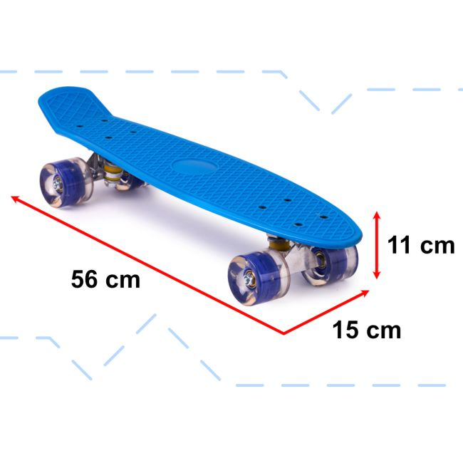Skateboard Penny Board pentru copii cu roti din cauciuc, iluminate LED, culoare Albastra [4]