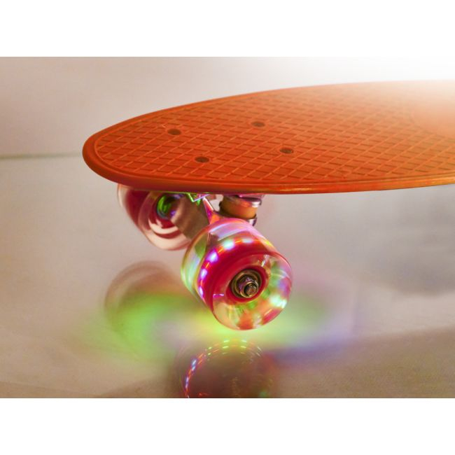 Skateboard Penny Board pentru copii cu roti din cauciuc, iluminate LED, culoare Orange [2]