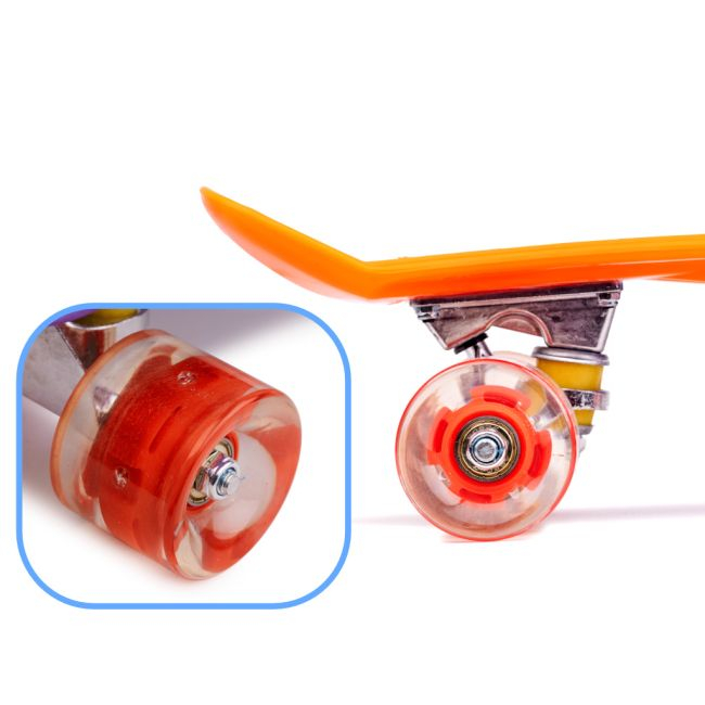 Skateboard Penny Board pentru copii cu roti din cauciuc, iluminate LED, culoare Orange [3]