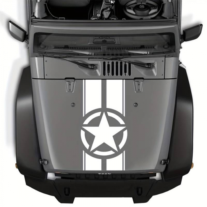 Sticker autoadeziv pentru vehicule Off Road, model "Army Star", dimensiune 90 x 43 cm, culoare Alba [1]