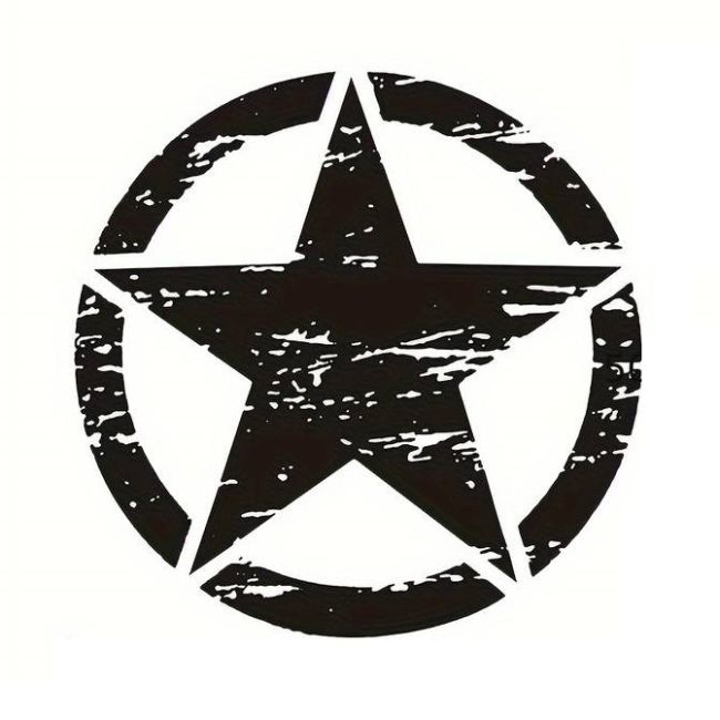Sticker autoadeziv pentru vehicule Off Road, model "Rusted Army Star", dimensiune 50 x 50 cm, culoare Neagra [2]