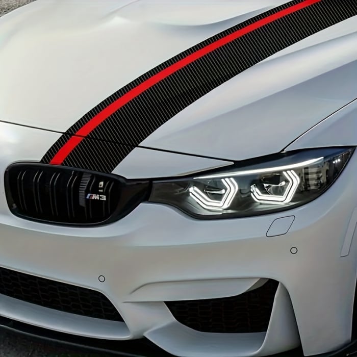Sticker autoadeziv Tuning, model "Rally Stripe Carbon 3D", dimensiune 140 x 17 cm, culoare Negru/Rosu [1]