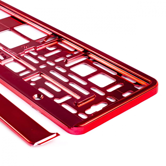 Suport numar inmatriculare din plastic, calitate Premium, culoare ROSIE [1]