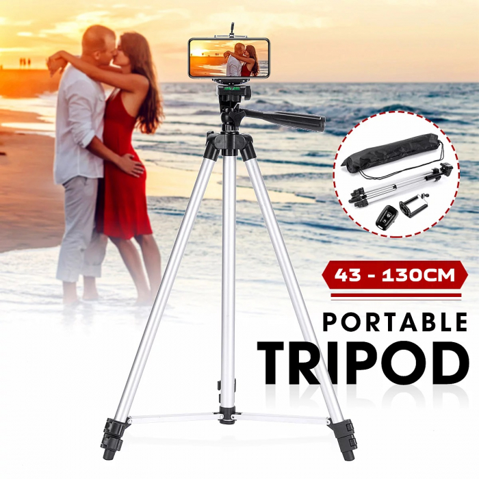 Trepied fotografic din aluminiu, compact, cu suport mobil 3D + Telecomanda Bluetooth [1]