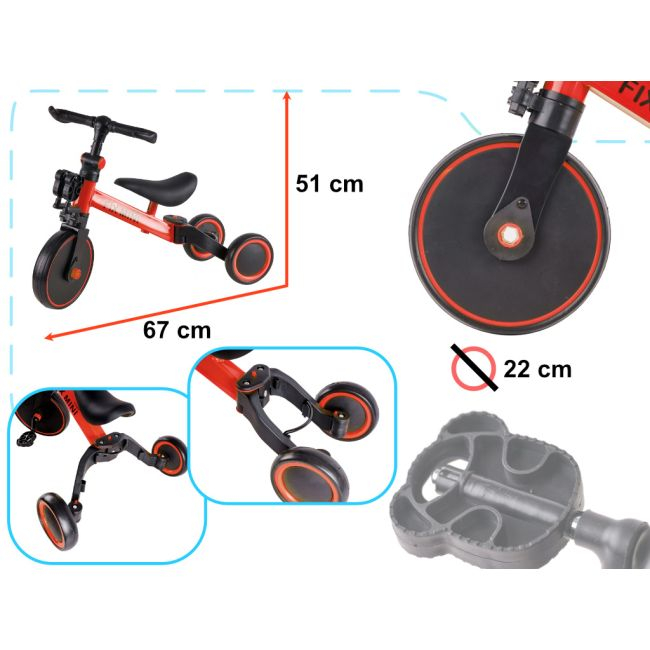 Tricicleta TRIKE FIX MINI, 3in1 adaptabila, culoare Rosie [5]