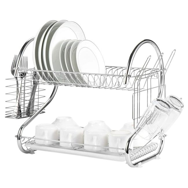 Uscator de vase din otel cu doua niveluri, cu tava din plastic, AVX-AG373 [2]