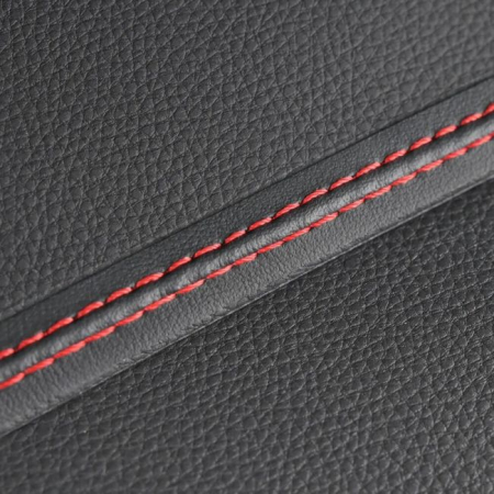 Banda decorativa pentru interiorul vehiculului, lungime 2m, din piele ecologica, culoare Neagra + cusatura Rosie [2]