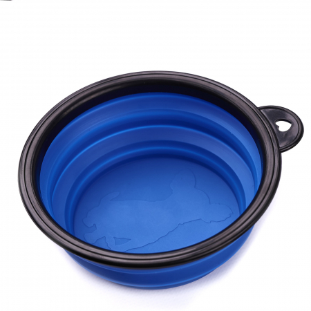Pet Shop - Bol de voiaj din silicon pentru animale de companie, pliabil, culoare albastra, diametru 12 cm