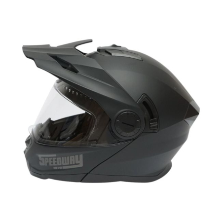 Casca motocross integrala, negru mat cu viziera transparenta si ochelari de soare marimea XL, model LION [2]