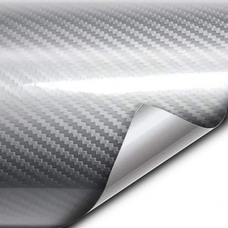Folii Carbon - Folie colantare auto Carbon 5D Lacuit Argintiu (3,0m x 1,52m)