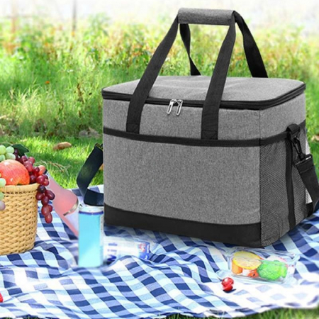 Accesorii Calatorie - Geanta termoizolanta pentru picnic sau plaja, capacitate 16l, culoare Gri