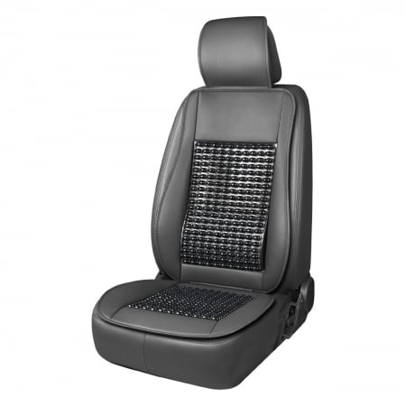 Huse Auto - Husa scaun auto cu bile de masaj, suport lombar si tetiera, dimensiuni 147 x 68 cm, culoare Neagra
