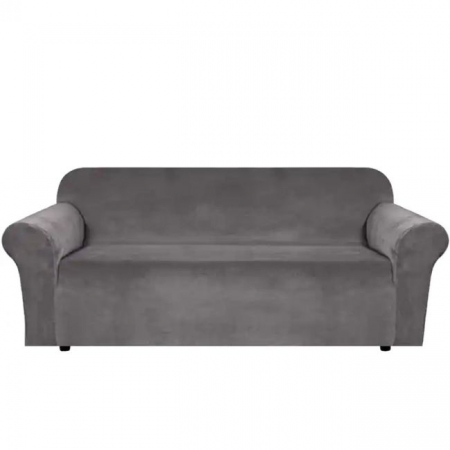 Accesorii Casa - Husa universala pentru canapea standard cu 3 locuri, imitatie catifea, culoare GRI