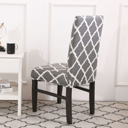 Husa universala pentru scaune clasice, model ROMB, culoare GRI + ALB [1]