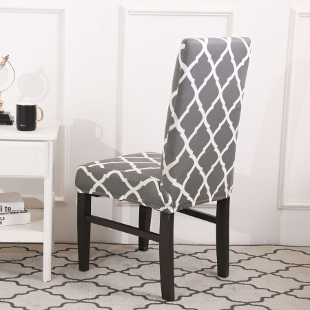 Decoratiuni Interioare - Husa universala pentru scaune clasice, model ROMB, culoare GRI + ALB