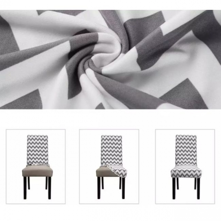 Husa universala pentru scaune clasice, model WAVE, culoare GRI + ALB [2]