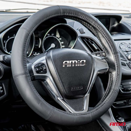 Husa volan din Piele Naturala, culoare Neagra, marime M (volan 37-39cm) AVX-AM03546 [3]